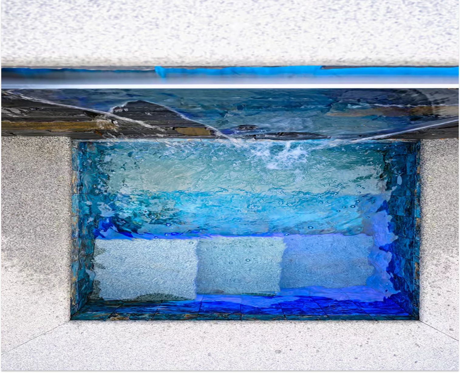 A close-up birds-eye view of the plunge pool showcasing how it looks inside