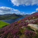An image taken from the Wee Binnian mountain side showcasing the Silent Valley Reservoir